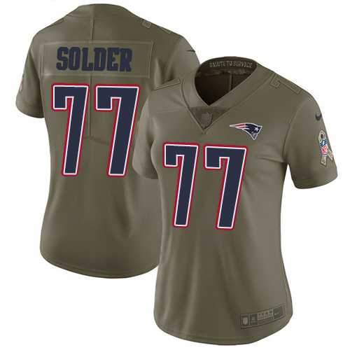 Women's Nike New England Patriots #77 Nate Solder Olive Stitched NFL Limited 2017 Salute to Service Jersey