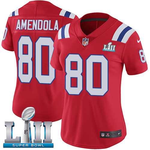 Women's Nike New England Patriots #80 Danny Amendola Red Alternate Super Bowl LII Stitched NFL Vapor Untouchable Limited Jersey