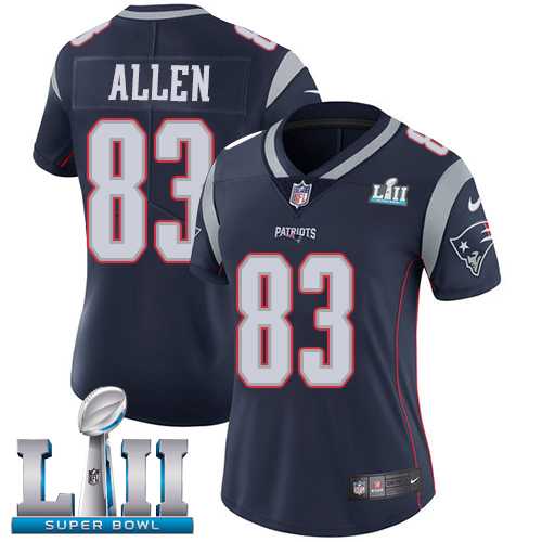 Women's Nike New England Patriots #83 Dwayne Allen Navy Blue Team Color Super Bowl LII Stitched NFL Vapor Untouchable Limited Jersey