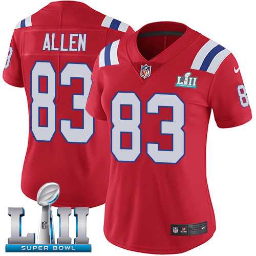 Women's Nike New England Patriots #83 Dwayne Allen Red Alternate Super Bowl LII Stitched NFL Vapor Untouchable Limited Jersey