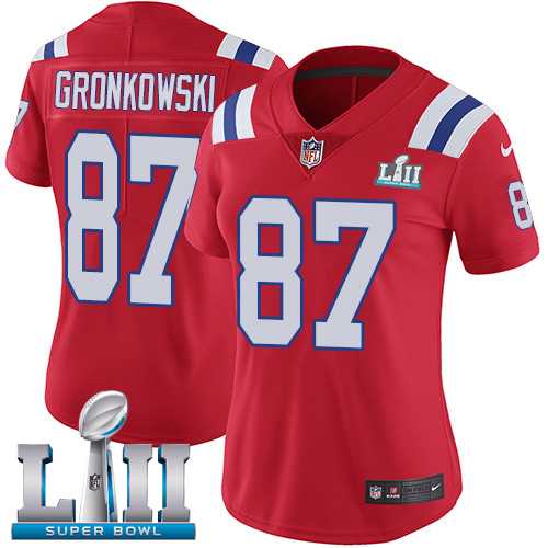 Women's Nike New England Patriots #87 Rob Gronkowski Red Alternate Super Bowl LII Stitched NFL Vapor Untouchable Limited Jersey
