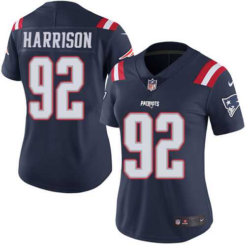 Women's Nike New England Patriots #92 James Harrison Navy Blue Stitched NFL Limited Rush Jersey