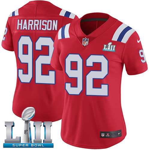Women's Nike New England Patriots #92 James Harrison Red Alternate Super Bowl LII Stitched NFL Vapor Untouchable Limited Jersey