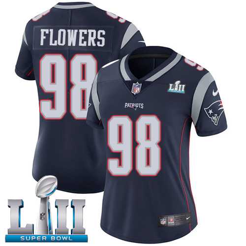Women's Nike New England Patriots #98 Trey Flowers Navy Blue Team Color Super Bowl LII Stitched NFL Vapor Untouchable Limited Jersey
