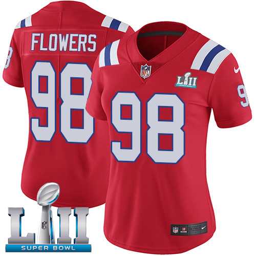 Women's Nike New England Patriots #98 Trey Flowers Red Alternate Super Bowl LII Stitched NFL Vapor Untouchable Limited Jersey
