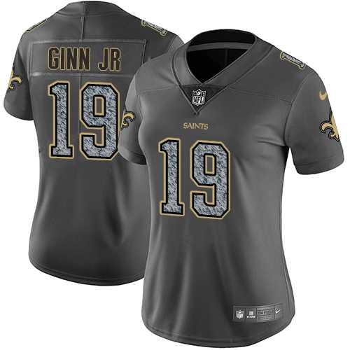 Women's Nike New Orleans Saints #19 Ted Ginn Jr Gray Static NFL Vapor Untouchable Limited Jersey