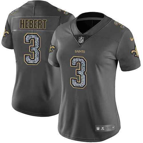 Women's Nike New Orleans Saints #3 Bobby Hebert Gray Static NFL Vapor Untouchable Limited Jersey