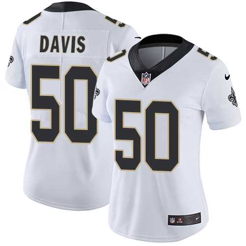 Women's Nike New Orleans Saints #50 DeMario Davis White Stitched NFL Vapor Untouchable Limited Jersey