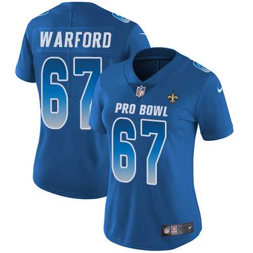Women's Nike New Orleans Saints #67 Larry Warford Royal Stitched NFL Limited NFC 2018 Pro Bowl Jersey