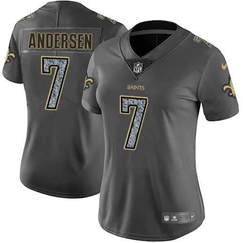 Women's Nike New Orleans Saints #7 Morten Andersen Gray Static NFL Vapor Untouchable Limited Jersey