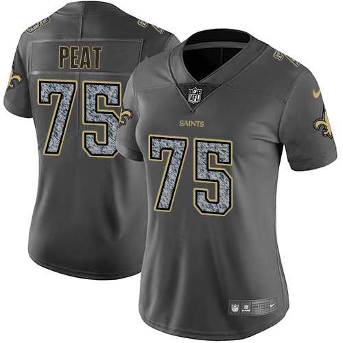 Women's Nike New Orleans Saints #75 Andrus Peat Gray Static NFL Vapor Untouchable Limited Jersey