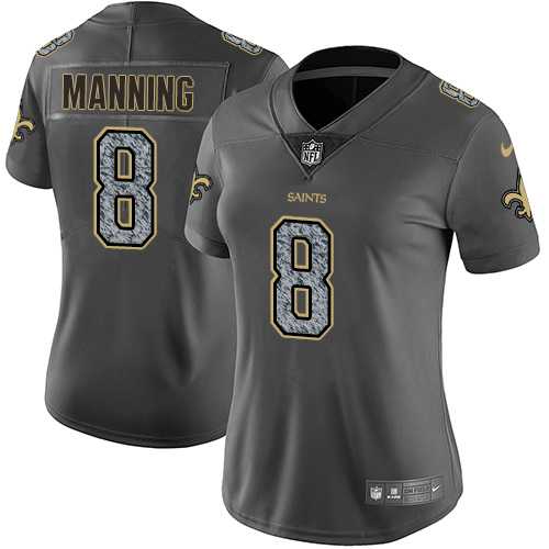 Women's Nike New Orleans Saints #8 Archie Manning Gray Static NFL Vapor Untouchable Limited Jersey