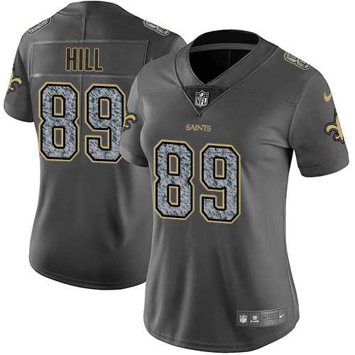 Women's Nike New Orleans Saints #89 Josh Hill Gray Static NFL Vapor Untouchable Limited Jersey