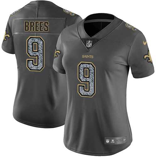 Women's Nike New Orleans Saints #9 Drew Brees Gray Static NFL Vapor Untouchable Limited Jersey