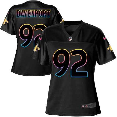 Women's Nike New Orleans Saints #92 Marcus Davenport Black NFL Fashion Game Jersey