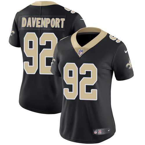 Women's Nike New Orleans Saints #92 Marcus Davenport Black Team Color Stitched NFL Vapor Untouchable Limited Jersey