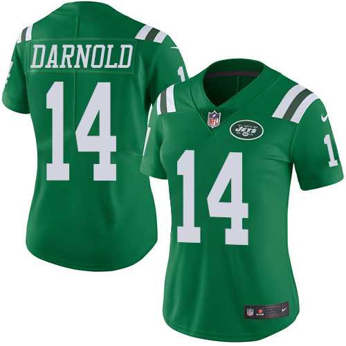 Women's Nike New York Jets #14 Sam Darnold Green Stitched NFL Limited Rush Jersey