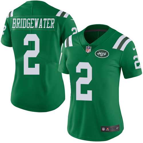 Women's Nike New York Jets #2 Teddy Bridgewater Green Stitched NFL Limited Rush Jersey