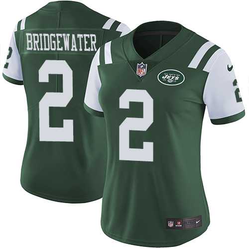 Women's Nike New York Jets #2 Teddy Bridgewater Green Team Color Stitched NFL Vapor Untouchable Limited Jersey
