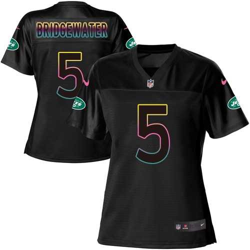 Women's Nike New York Jets #5 Teddy Bridgewater Black NFL Fashion Game Jersey