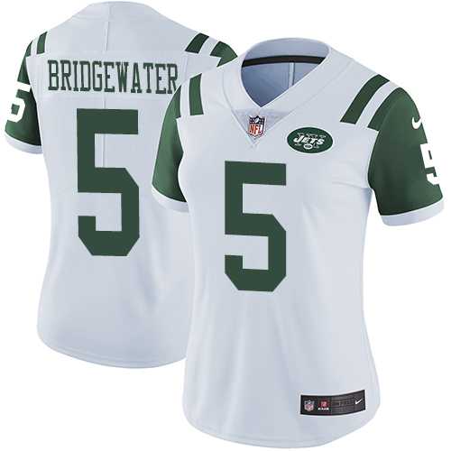 Women's Nike New York Jets #5 Teddy Bridgewater White Stitched NFL Vapor Untouchable Limited Jersey