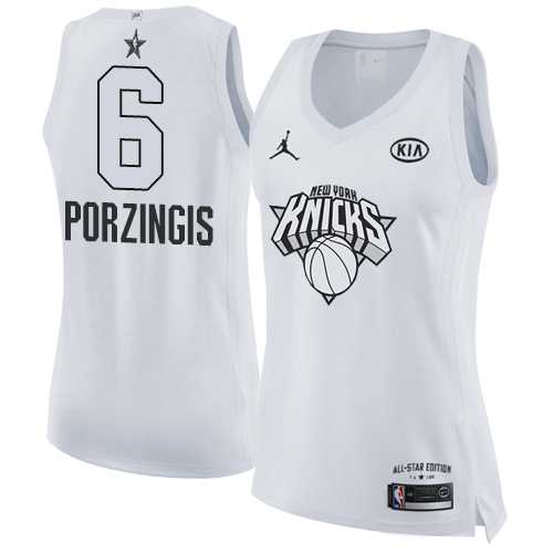 Women's Nike New York Knicks #6 Kristaps Porzingis White NBA Jordan Swingman 2018 All-Star Game Jersey