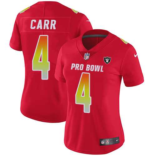 Women's Nike Oakland Raiders #4 Derek Carr Red Stitched NFL Limited AFC 2018 Pro Bowl Jersey