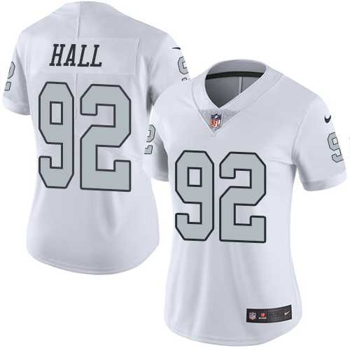 Women's Nike Oakland Raiders #92 P.J. Hall White Stitched NFL Limited Rush Jersey