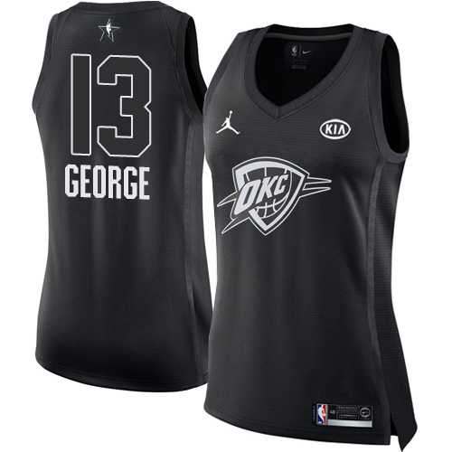 Women's Nike Oklahoma City Thunder #13 Paul George Black NBA Jordan Swingman 2018 All-Star Game Jersey