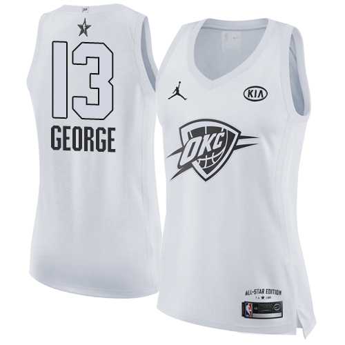 Women's Nike Oklahoma City Thunder #13 Paul George White NBA Jordan Swingman 2018 All-Star Game Jersey