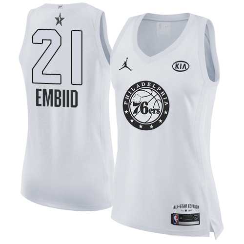 Women's Nike Philadelphia 76ers #21 Joel Embiid White NBA Jordan Swingman 2018 All-Star Game Jersey