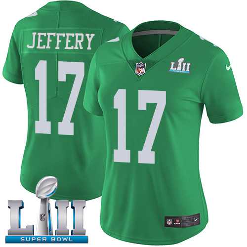 Women's Nike Philadelphia Eagles #17 Alshon Jeffery Green Super Bowl LII Stitched NFL Limited Rush Jersey