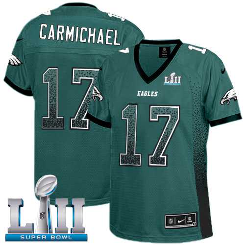 Women's Nike Philadelphia Eagles #17 Harold Carmichael Midnight Green Team Color Super Bowl LII Stitched NFL Elite Drift Fashion Jersey