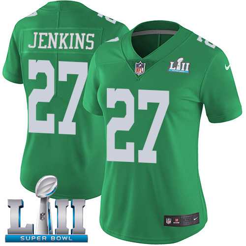 Women's Nike Philadelphia Eagles #27 Malcolm Jenkins Green Super Bowl LII Stitched NFL Limited Rush Jersey