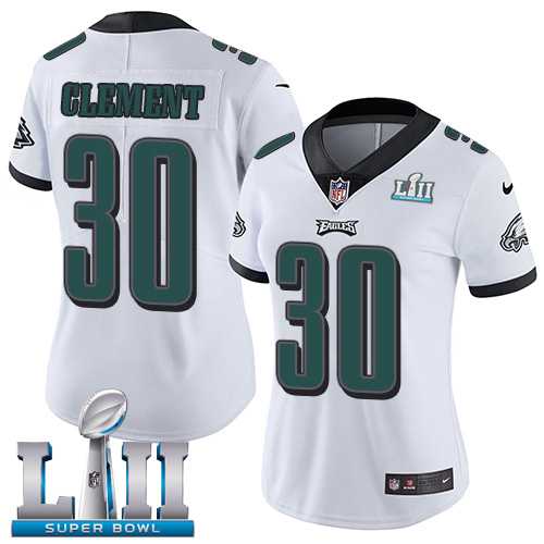 Women's Nike Philadelphia Eagles #30 Corey Clement White Super Bowl LII Stitched NFL Vapor Untouchable Limited Jersey