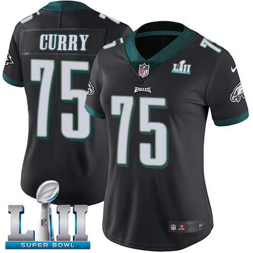 Women's Nike Philadelphia Eagles #75 Vinny Curry Black Alternate Super Bowl LII Stitched NFL Vapor Untouchable Limited Jersey