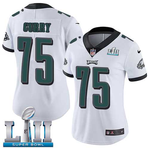 Women's Nike Philadelphia Eagles #75 Vinny Curry White Super Bowl LII Stitched NFL Vapor Untouchable Limited Jersey