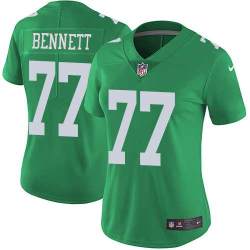 Women's Nike Philadelphia Eagles #77 Michael Bennett Green Stitched NFL Limited Rush Jersey