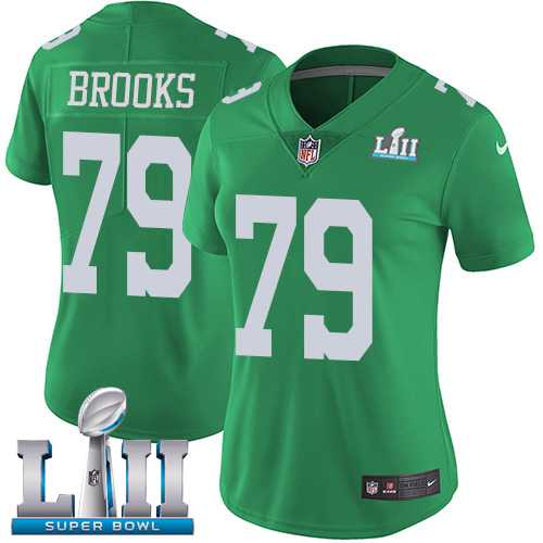 Women's Nike Philadelphia Eagles #79 Brandon Brooks Green Super Bowl LII Stitched NFL Limited Rush Jersey