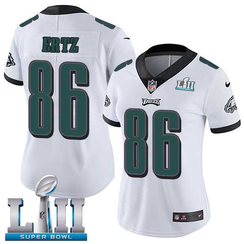 Women's Nike Philadelphia Eagles #86 Zach Ertz White Super Bowl LII Stitched NFL Vapor Untouchable Limited Jersey