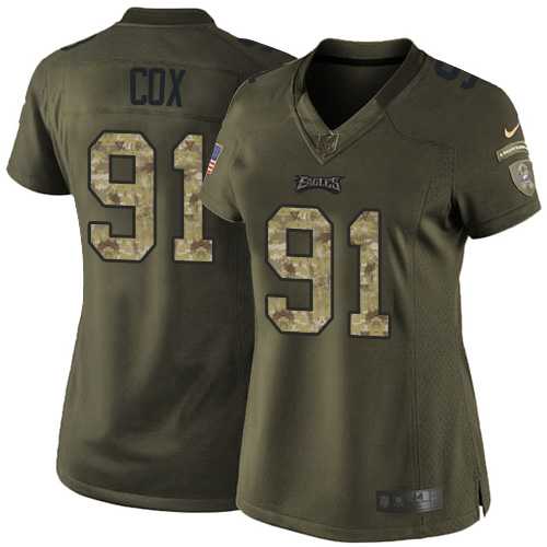 Women's Nike Philadelphia Eagles #91 Fletcher Cox Green Stitched NFL Limited 2015 Salute to Service Jersey