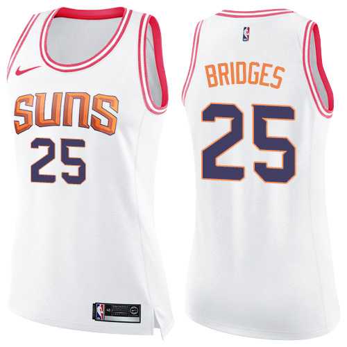 Women's Nike Phoenix Suns #25 Mikal Bridges White Pink NBA Swingman Fashion Jersey
