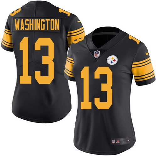 Women's Nike Pittsburgh Steelers #13 James Washington Black Stitched NFL Limited Rush Jersey