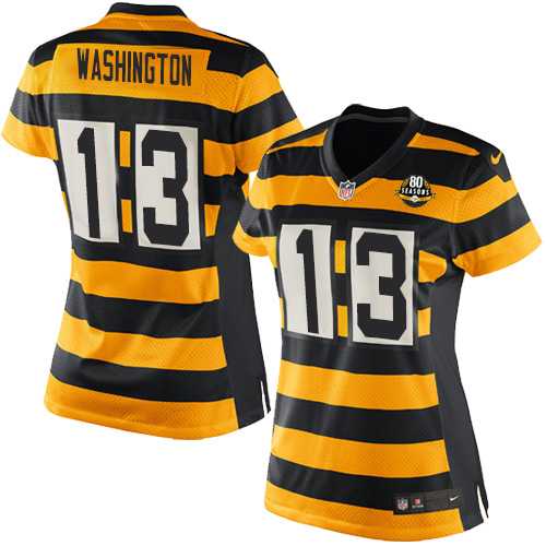 Women's Nike Pittsburgh Steelers #13 James Washington Yellow Black Alternate Stitched NFL Elite Jersey