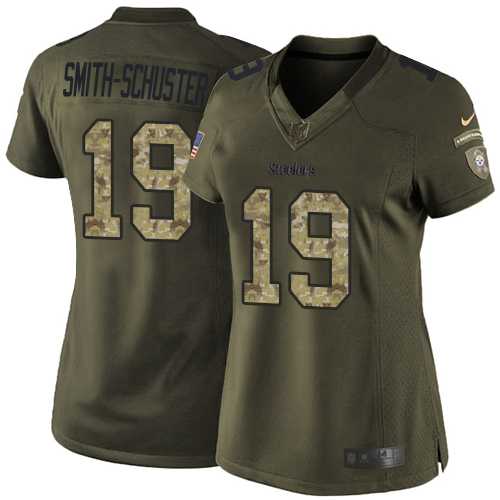 Women's Nike Pittsburgh Steelers #19 JuJu Smith-Schuster Green Stitched NFL Limited 2015 Salute to Service Jersey