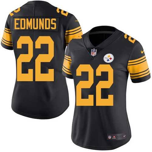Women's Nike Pittsburgh Steelers #22 Terrell Edmunds Black Stitched NFL Limited Rush Jersey