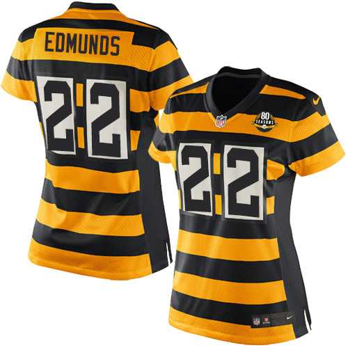 Women's Nike Pittsburgh Steelers #22 Terrell Edmunds Yellow Black Alternate Stitched NFL Elite Jersey