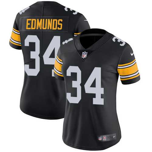 Women's Nike Pittsburgh Steelers #34 Terrell Edmunds Black Team Color Stitched NFL Vapor Untouchable Limited Jersey