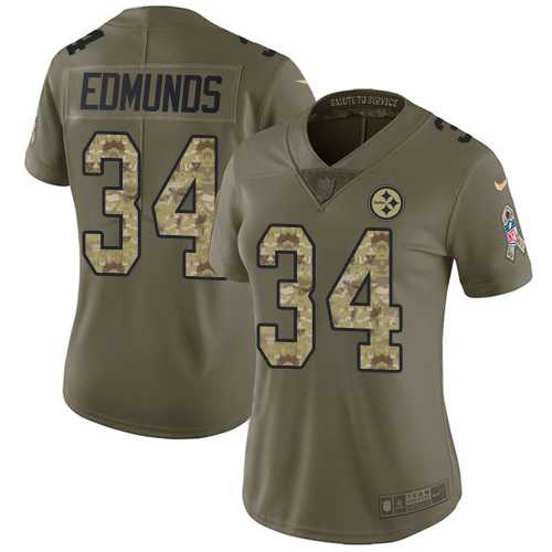 Women's Nike Pittsburgh Steelers #34 Terrell Edmunds Olive Camo Stitched NFL Limited 2017 Salute to Service Jersey