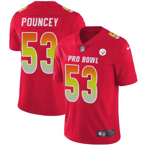 Women's Nike Pittsburgh Steelers #53 Maurkice Pouncey Red Stitched NFL Limited AFC 2018 Pro Bowl Jersey